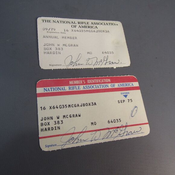 Vintage‎ National Rifle Association Membership Card Lot of 2 NRA 1975 1979 - Picture 1 of 4